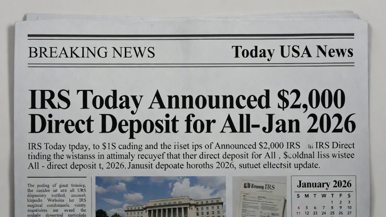 IRS Announces $2,000 Direct Deposit for All – January 2026 Payment Schedule and Eligibility Guide