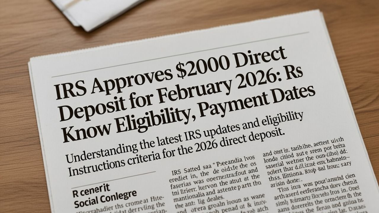 IRS Approves $2,000 Direct Deposit for February 2026: Eligibility, Payment Dates & IRS Instructions